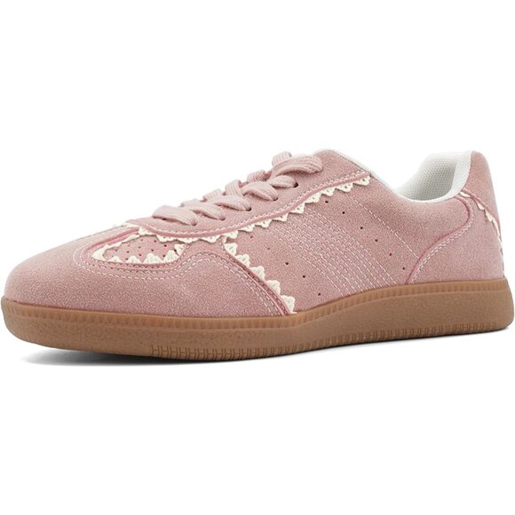 Women's Light Pink Casual Crochet Ribbon Ballet Trendy Spring Sneakers Shoes - Picture 9 of 9